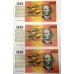 AUSTRALIA 1991 . TWENTY 20 DOLLAR BANKNOTES . FRASER/COLE . CONSECUTIVE TEN